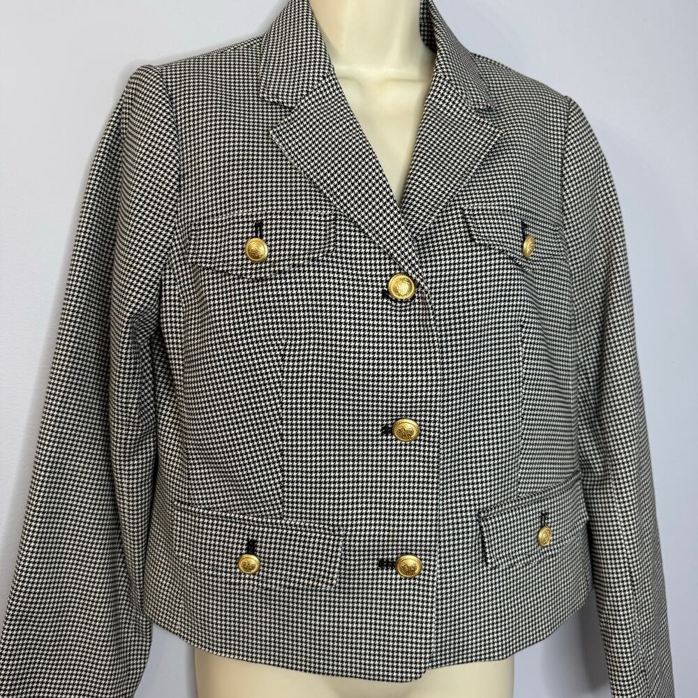 Talbots Houndstooth Crop Jacket Gold Button Pocke… - image 4